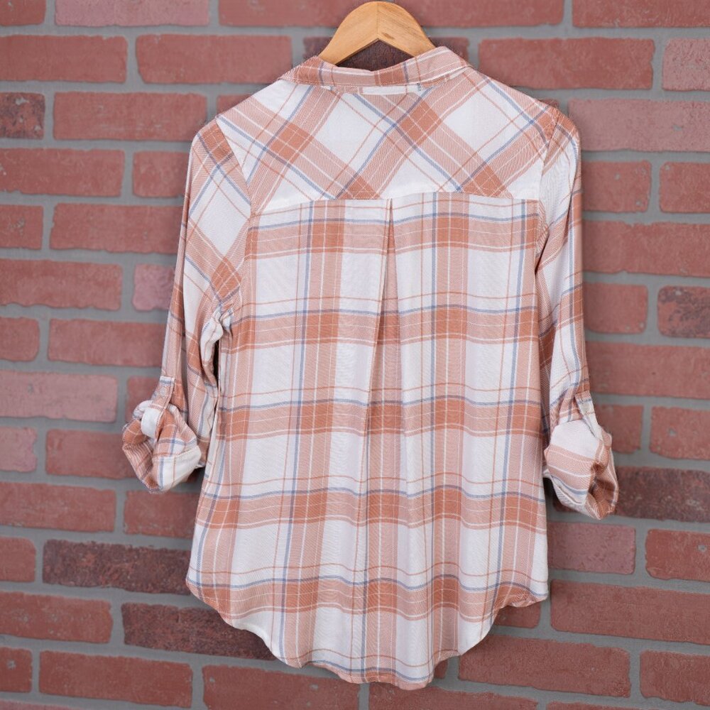 Lightweight Plaid Button-up - Terracotta - Picture 6 of 12